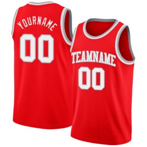Custom Fire Red White-Gray Authentic Basketball Jersey